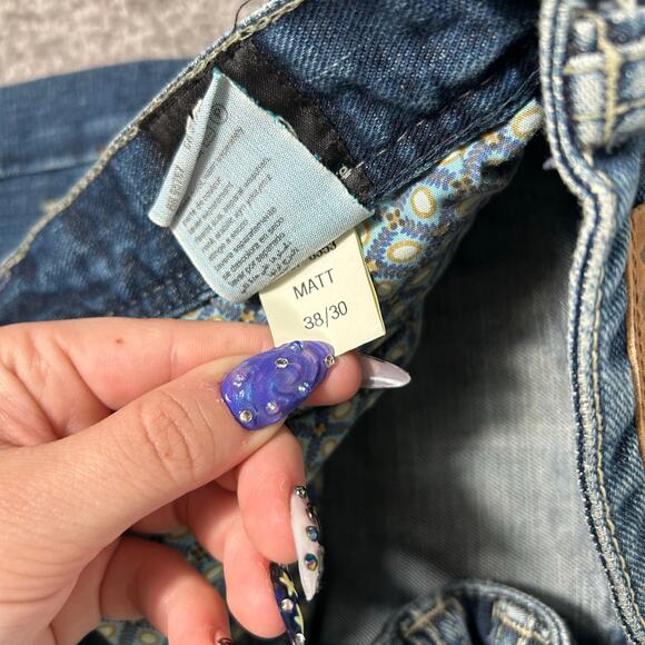 Mavi Matt Y2K Relaxed Wide Leg Baggy Size 38x30 Medium Wash Denim Jeans - Picture 9 of 11